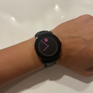 Movado Bold leather strap magenta details